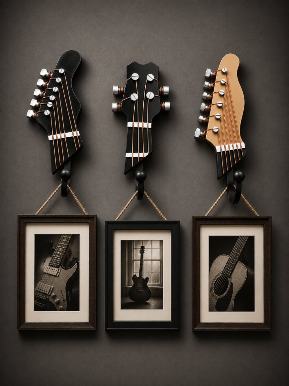 Guitar Themed Decor Wall Hooks - Set of 3 - Picture 3 of 6